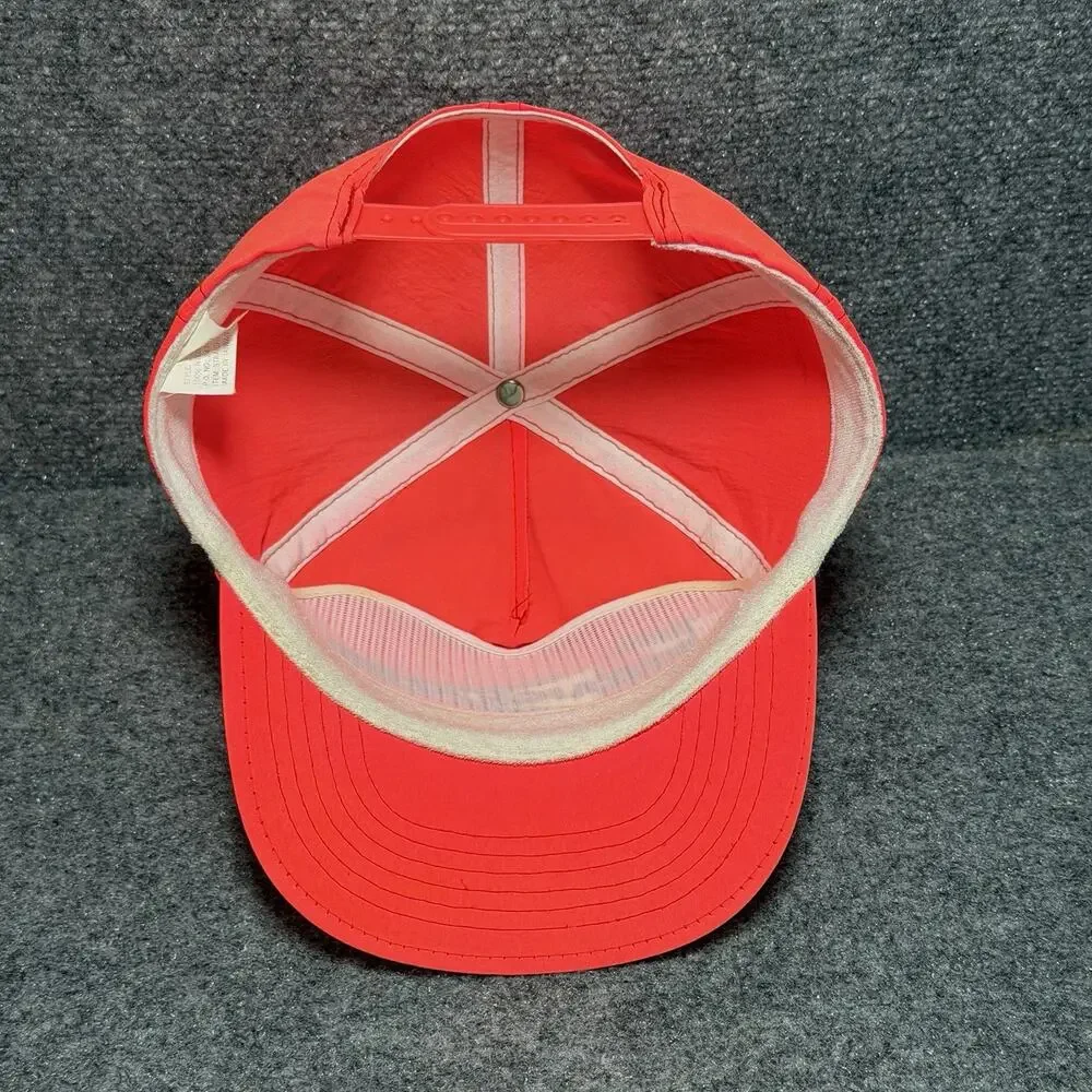 Vintage 90’s Nylon Neon Orange SnapBack Trucker Hat Team Straight Line OSFA